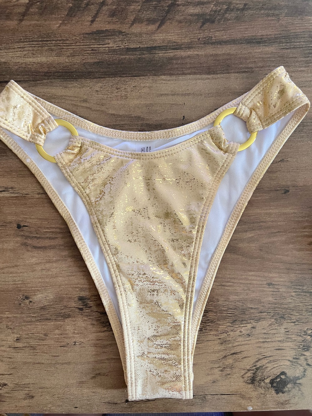Metallic Gold Halter Ring-Accent Bikini Set - Picture 4 of 12
